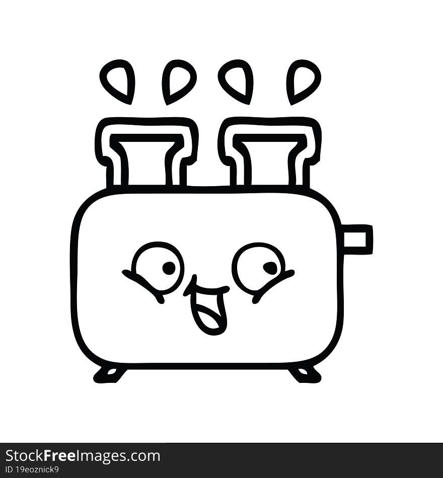 line drawing cartoon of a toaster