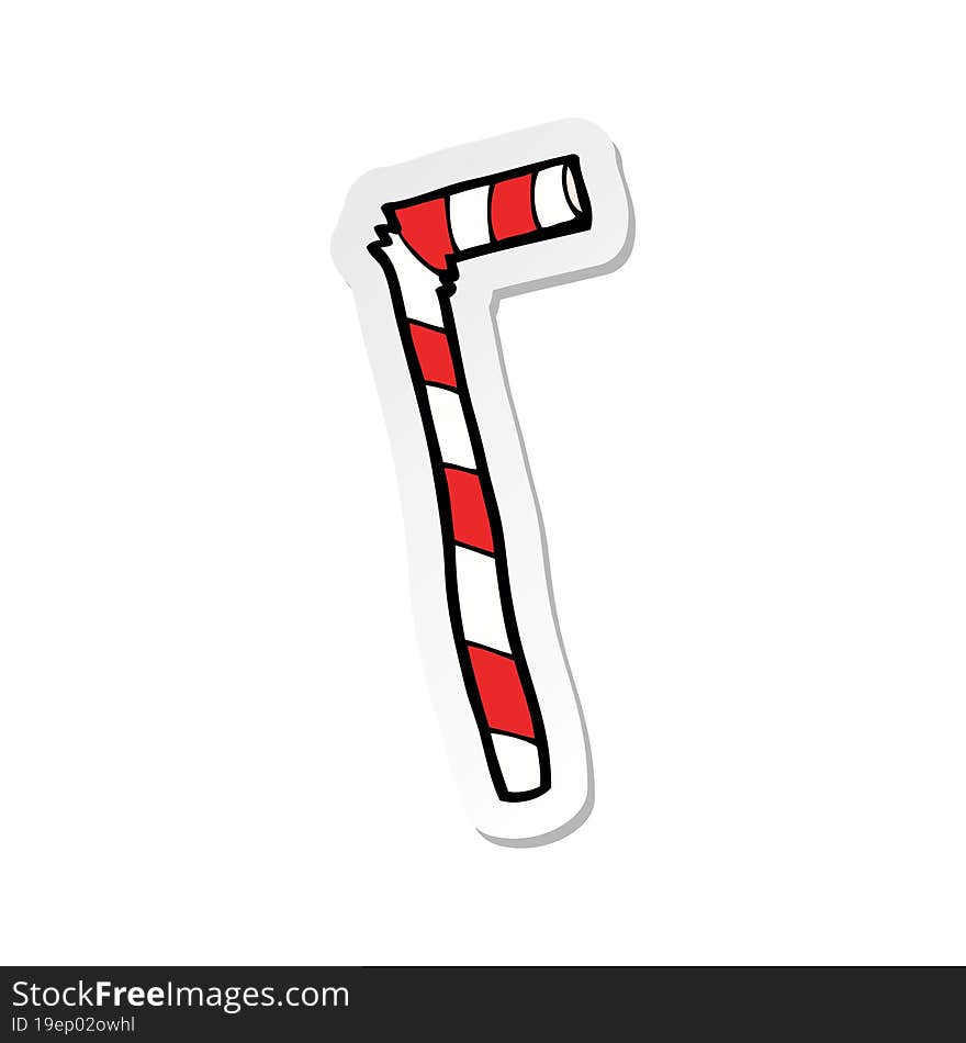 sticker of a cartoon stripey straw