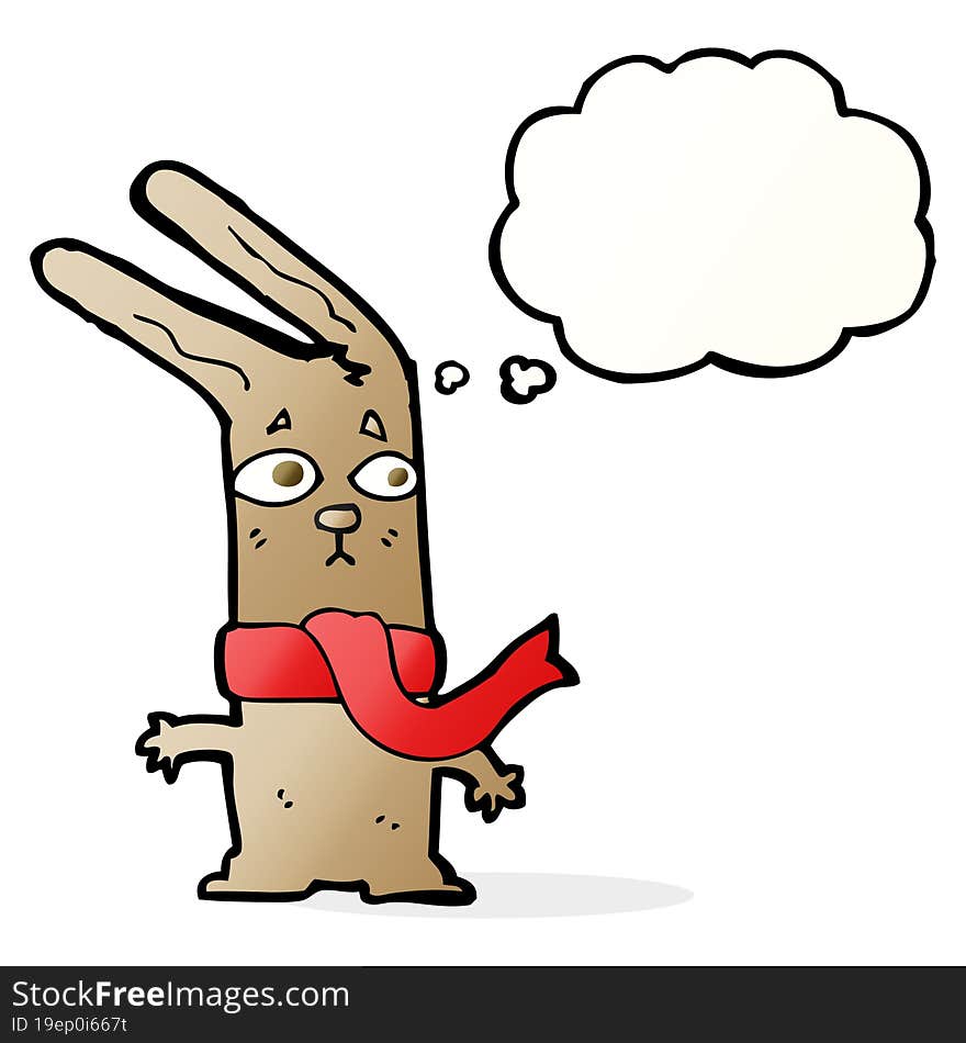 cartoon rabbit with thought bubble