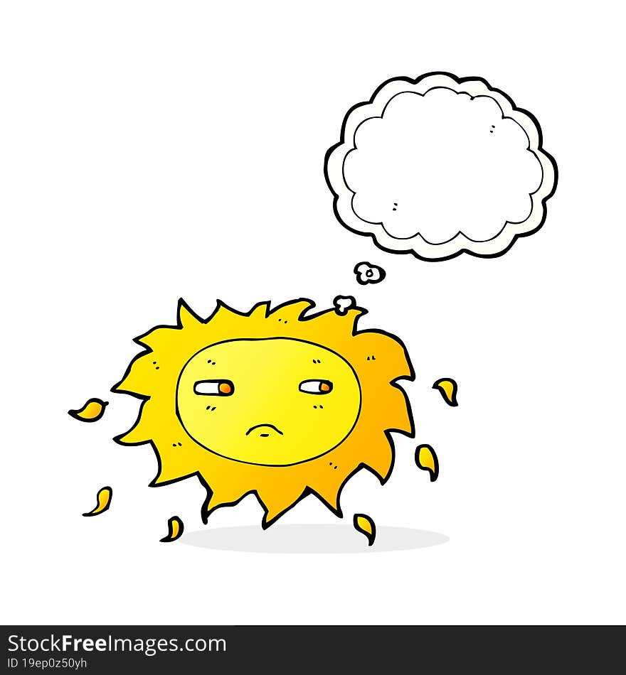 Cartoon Sad Sun With Thought Bubble