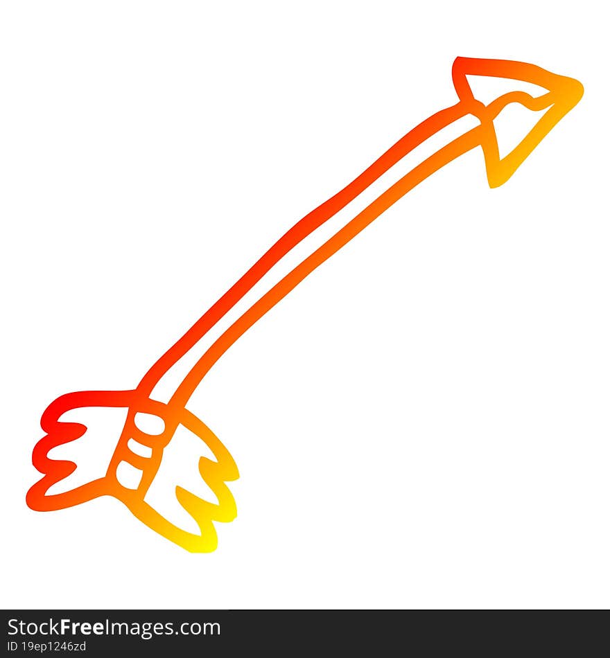 warm gradient line drawing cartoon flying arrow