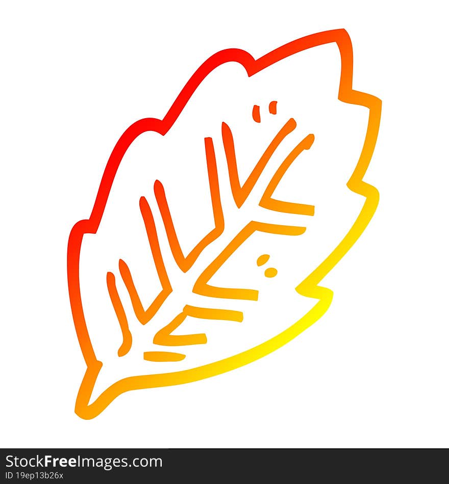 warm gradient line drawing cartoon tree leaf