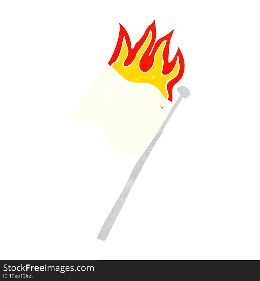 cartoon burning white flag