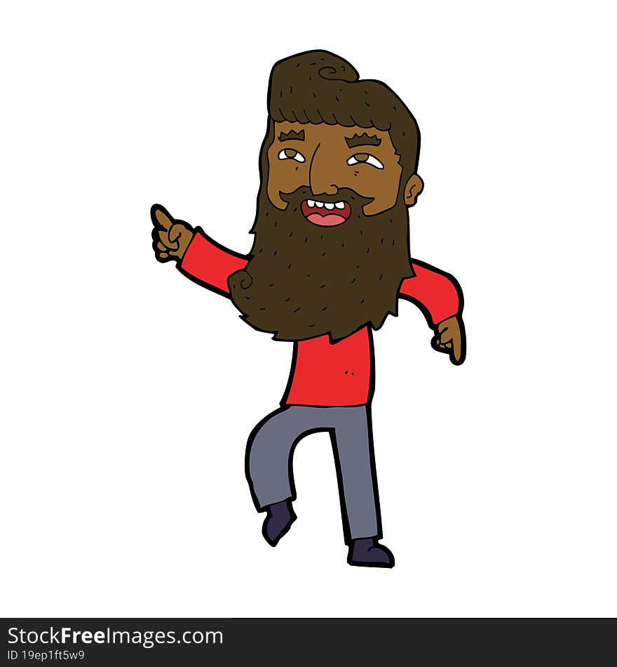 cartoon man with beard laughing and pointing