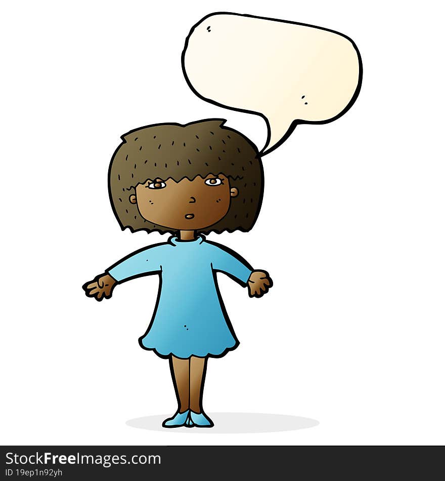 cartoon surprised woman with speech bubble