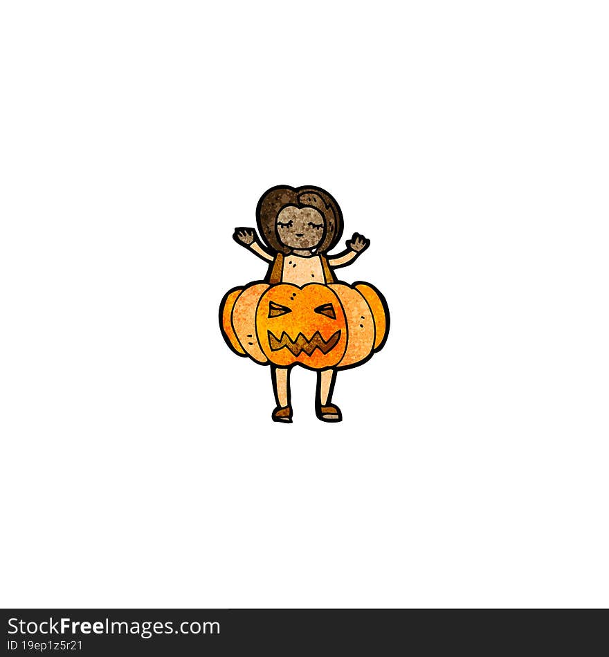 cartoon woman in pumpkin costume