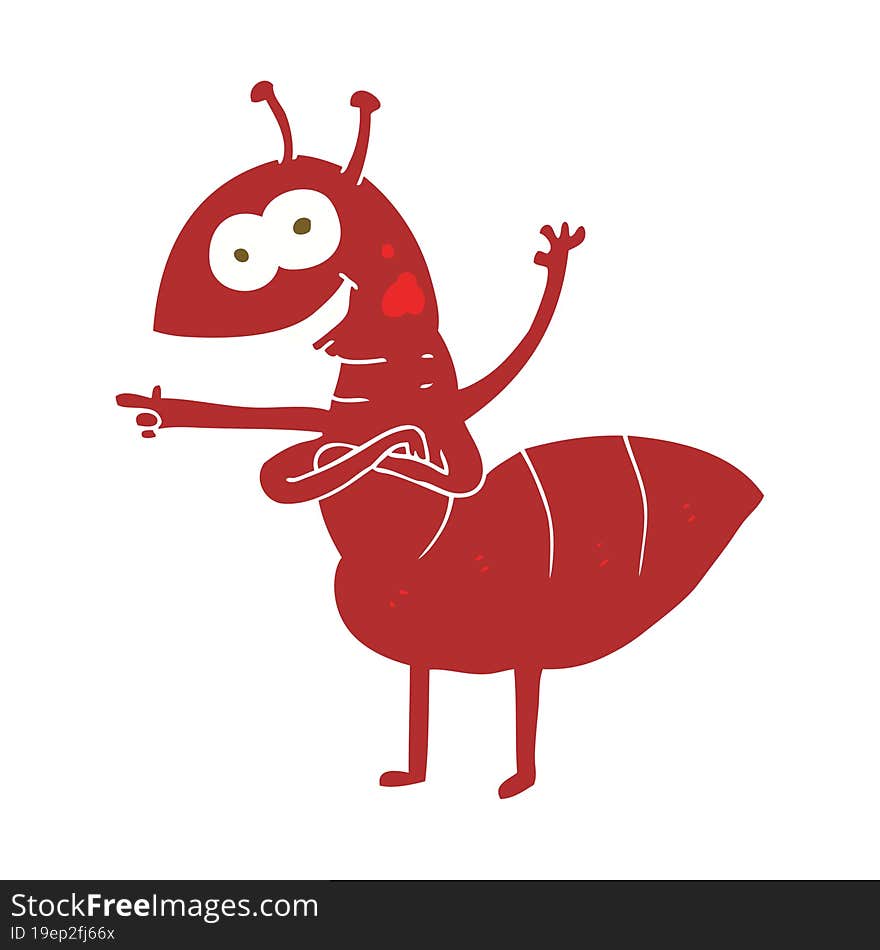 Flat Color Illustration Of A Cartoon Ant