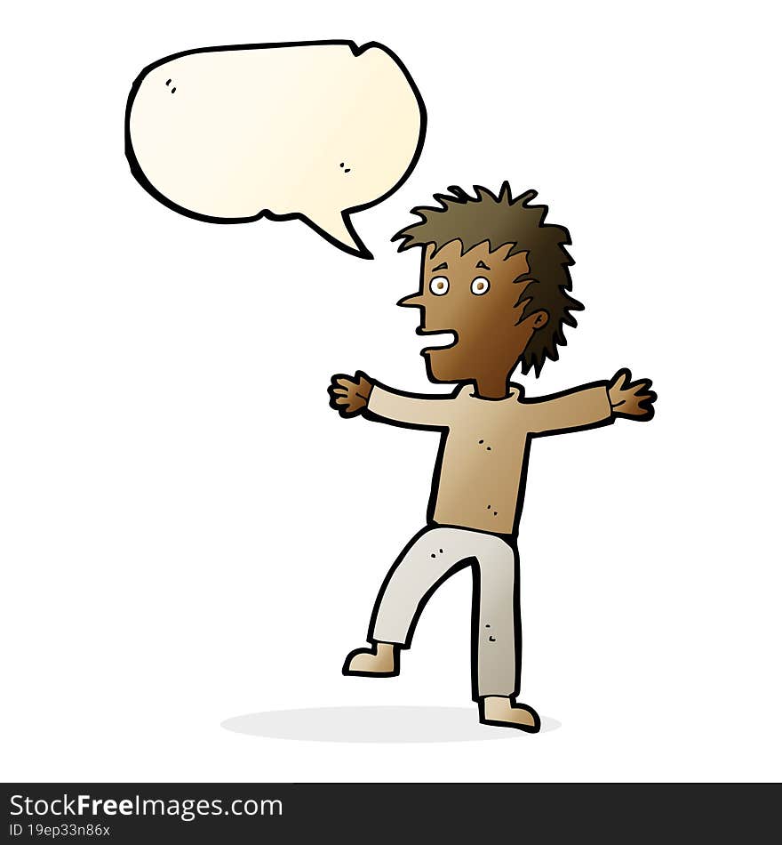 Cartoon Happy Man With Speech Bubble