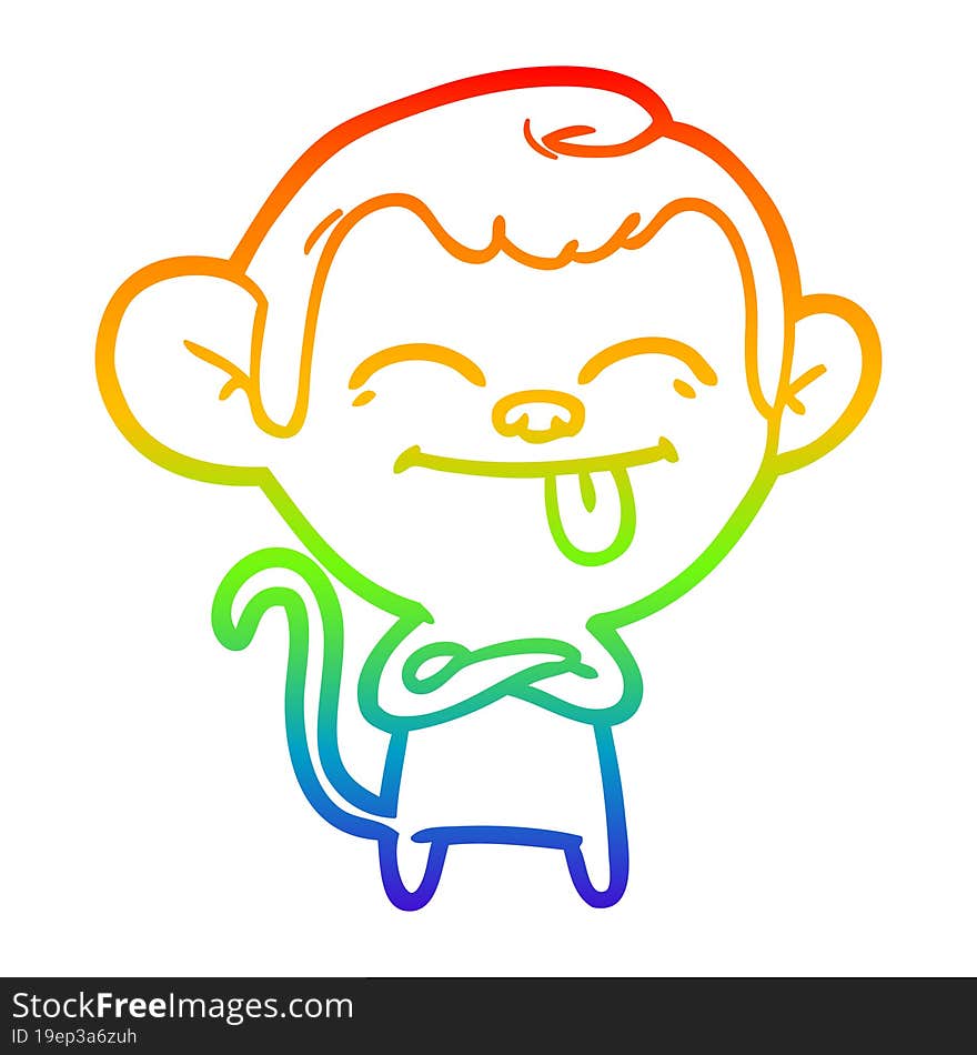 rainbow gradient line drawing funny cartoon monkey