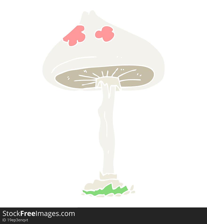 Flat Color Illustration Of A Cartoon Mushroom