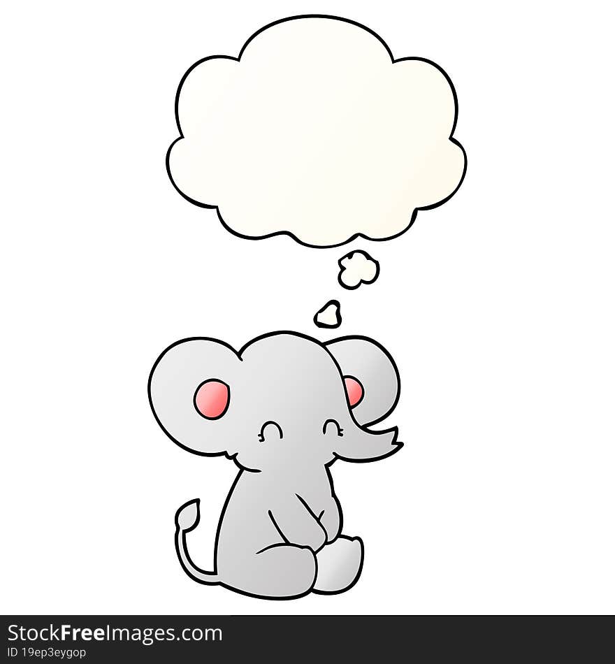 cute cartoon elephant and thought bubble in smooth gradient style