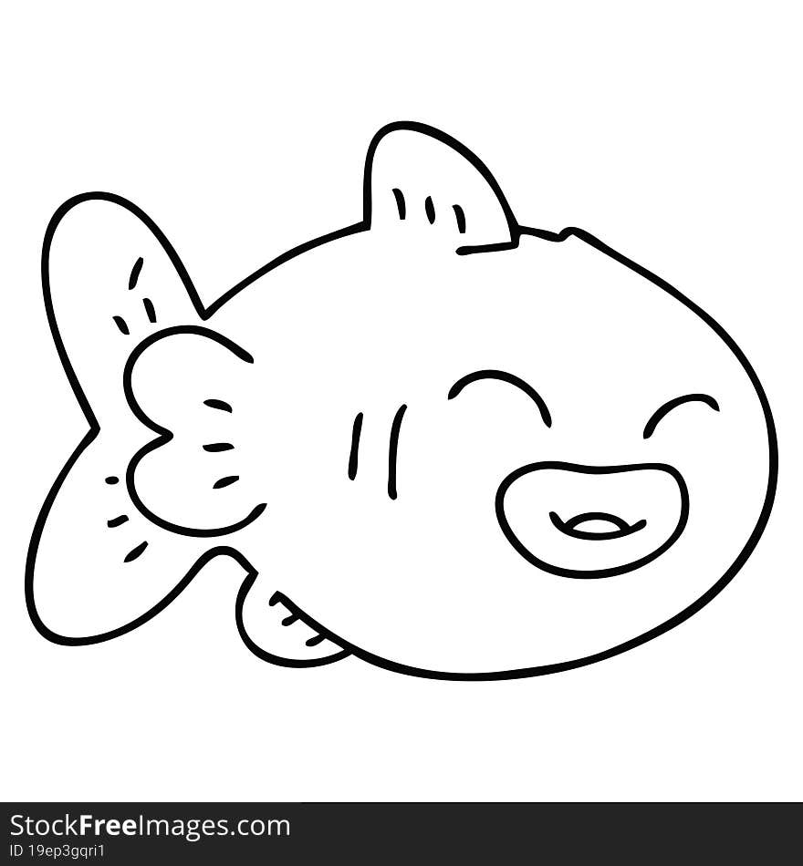 quirky line drawing cartoon fish