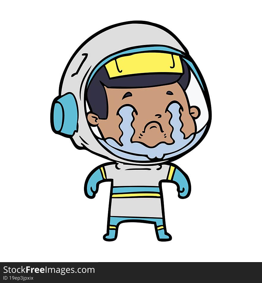 cartoon crying astronaut. cartoon crying astronaut