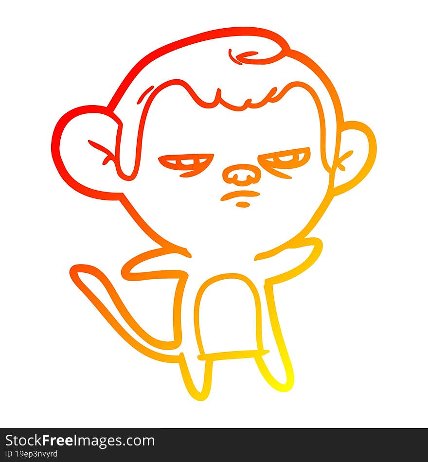 warm gradient line drawing of a cartoon monkey