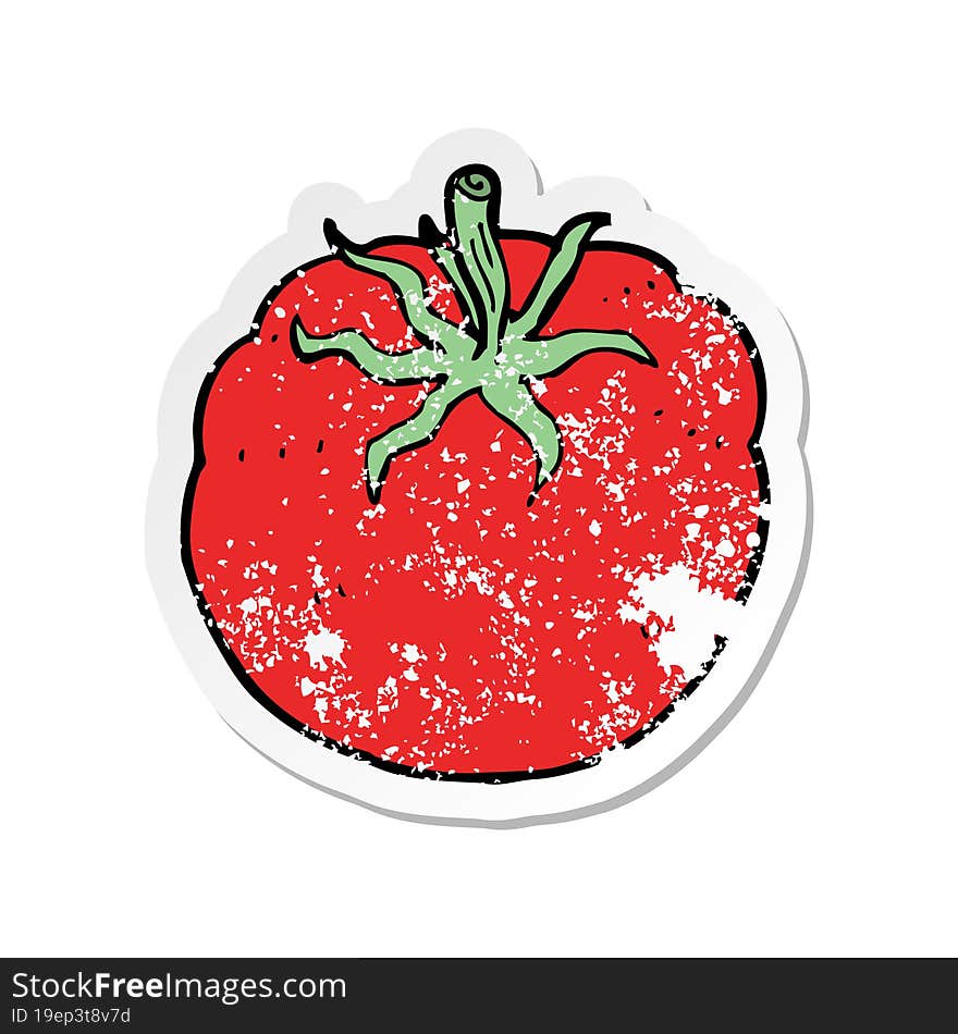 retro distressed sticker of a cartoon tomato