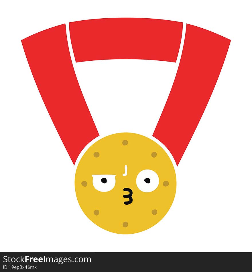 flat color retro cartoon gold medal