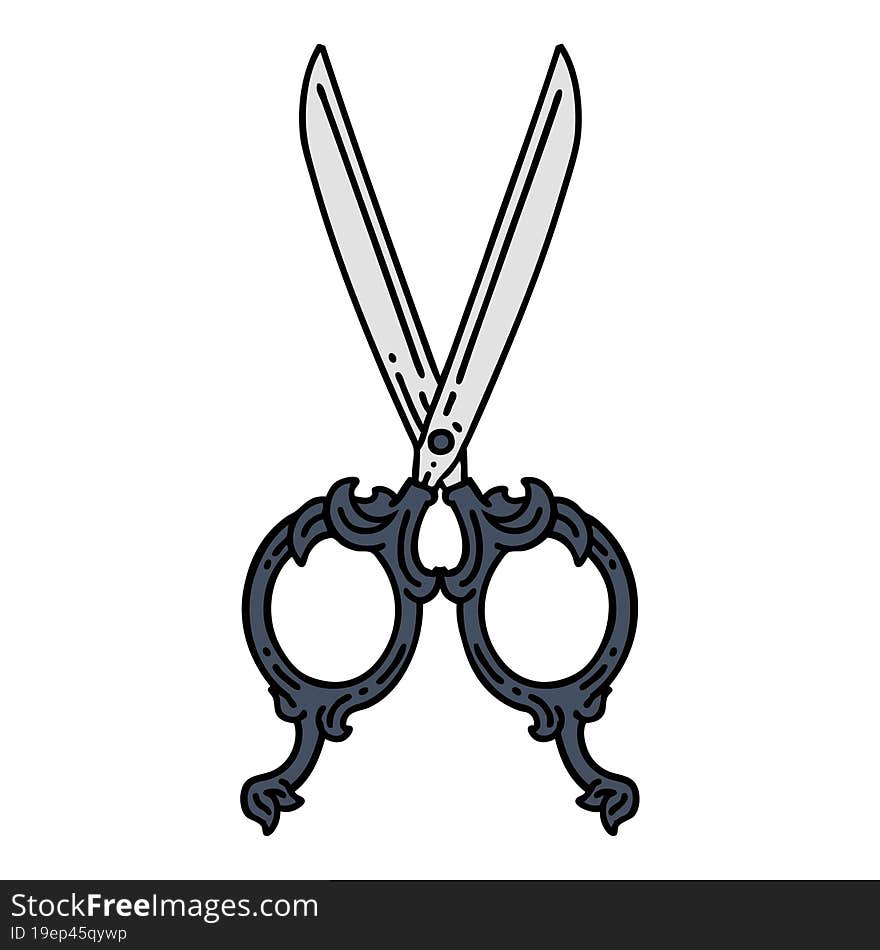 traditional tattoo of barber scissors