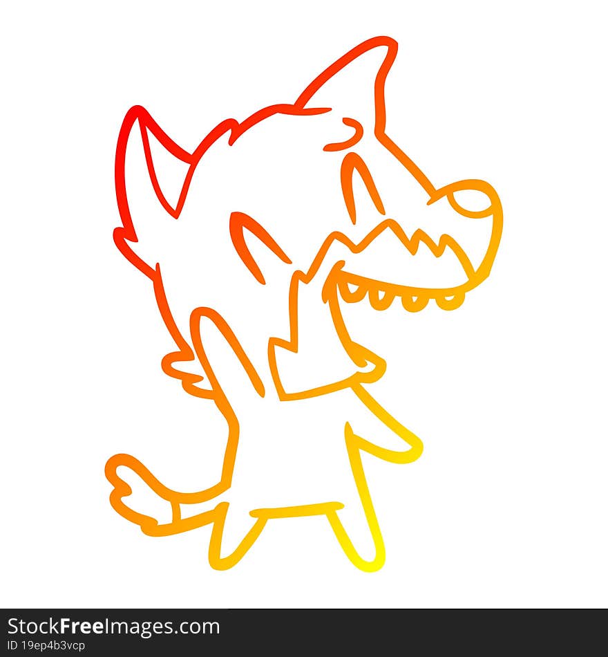 warm gradient line drawing laughing fox cartoon