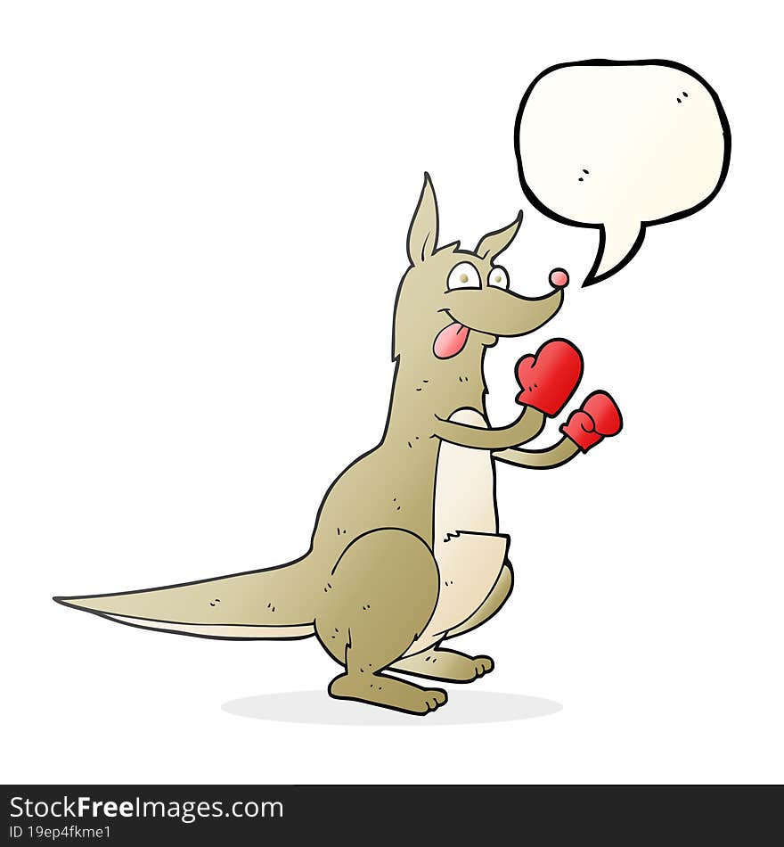 freehand drawn speech bubble cartoon boxing kangaroo