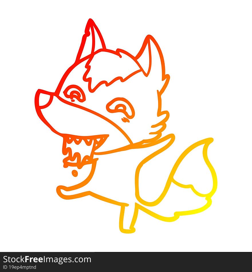 warm gradient line drawing cartoon hungry wolf