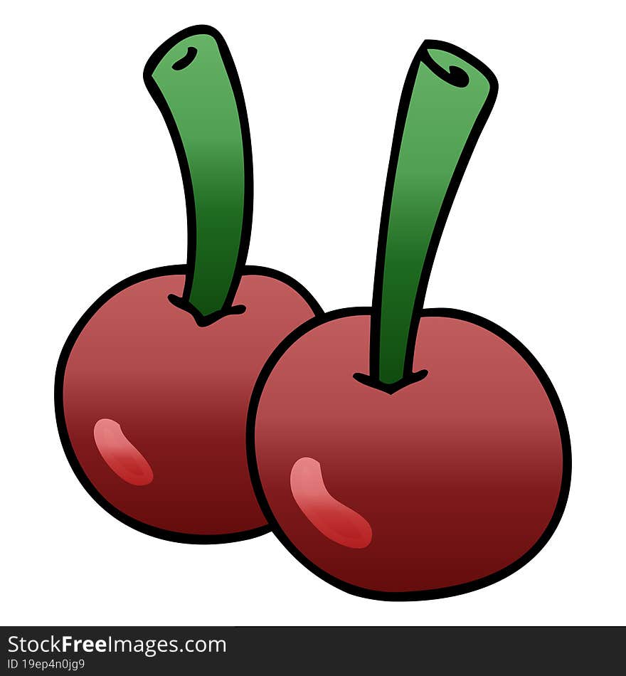 quirky gradient shaded cartoon cherries