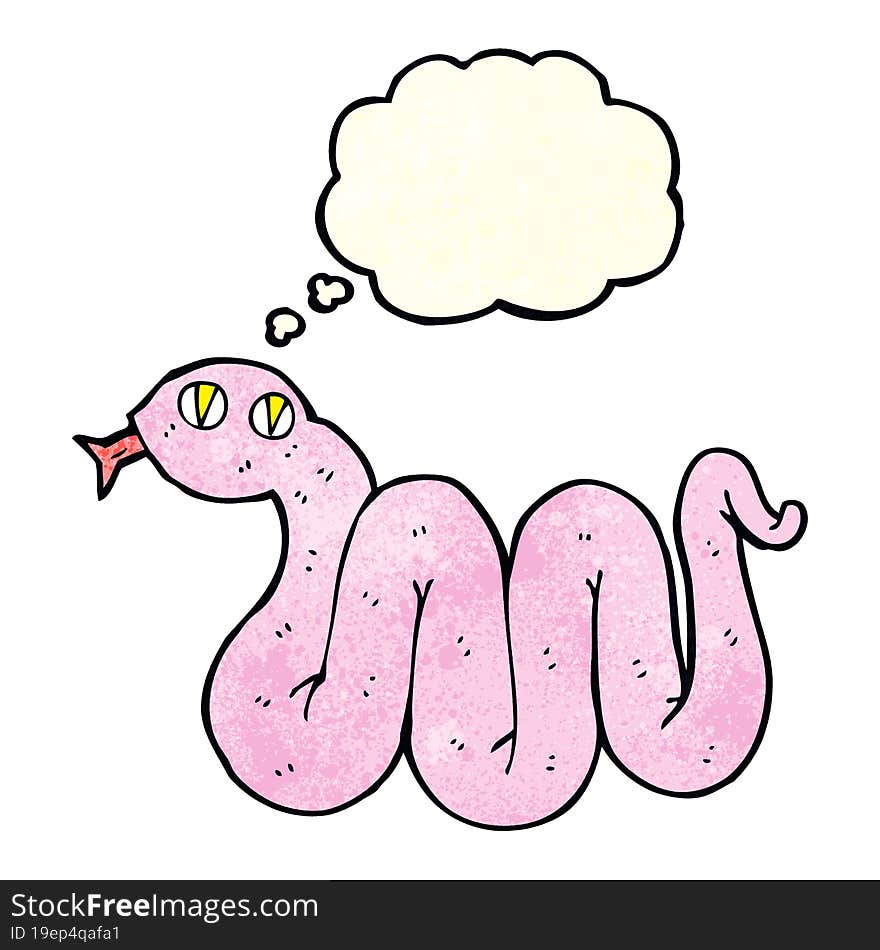 funny cartoon snake with thought bubble