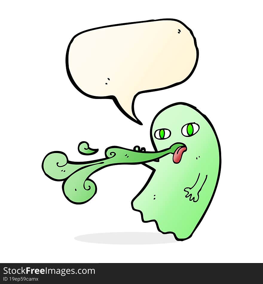 funny cartoon ghost with speech bubble