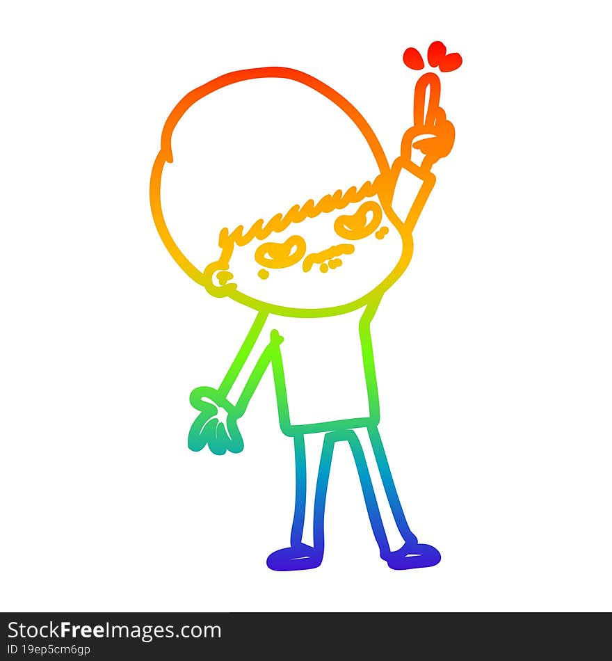 rainbow gradient line drawing angry cartoon boy