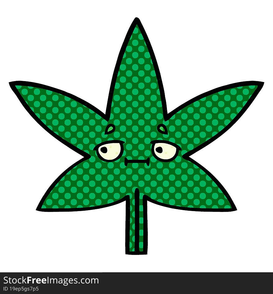 comic book style cartoon marijuana leaf