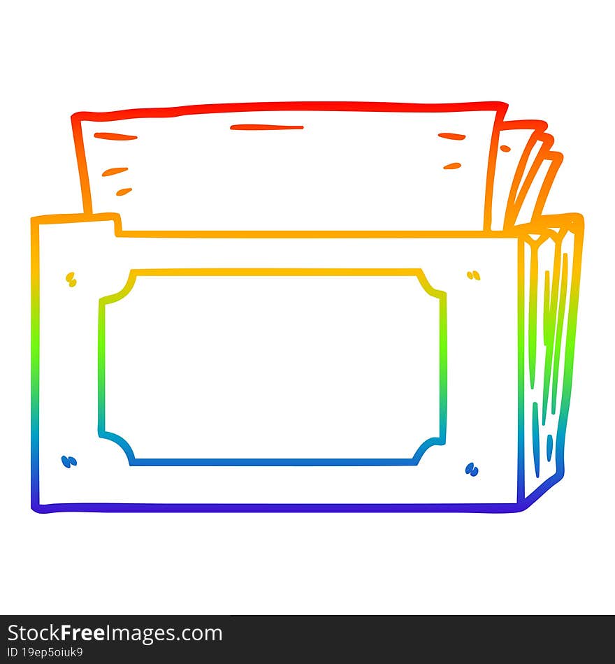 rainbow gradient line drawing cartoon folder of files