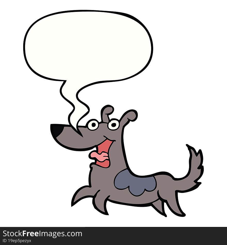 happy dog cartoon with speech bubble. happy dog cartoon with speech bubble