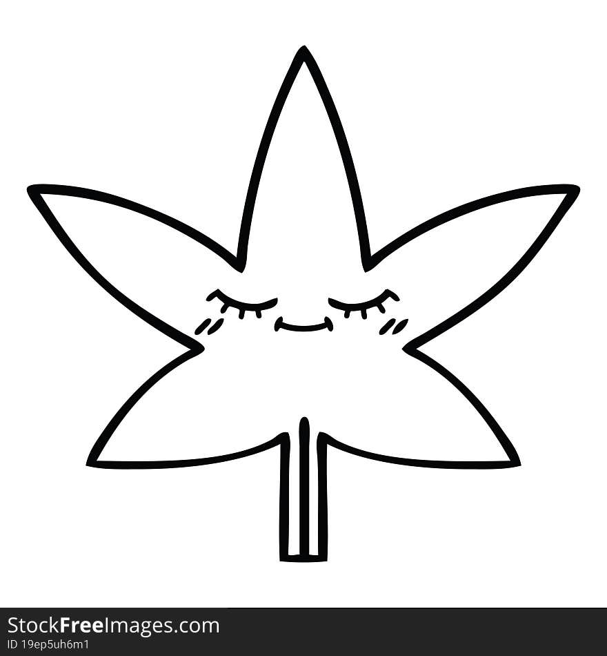 line drawing cartoon marijuana leaf