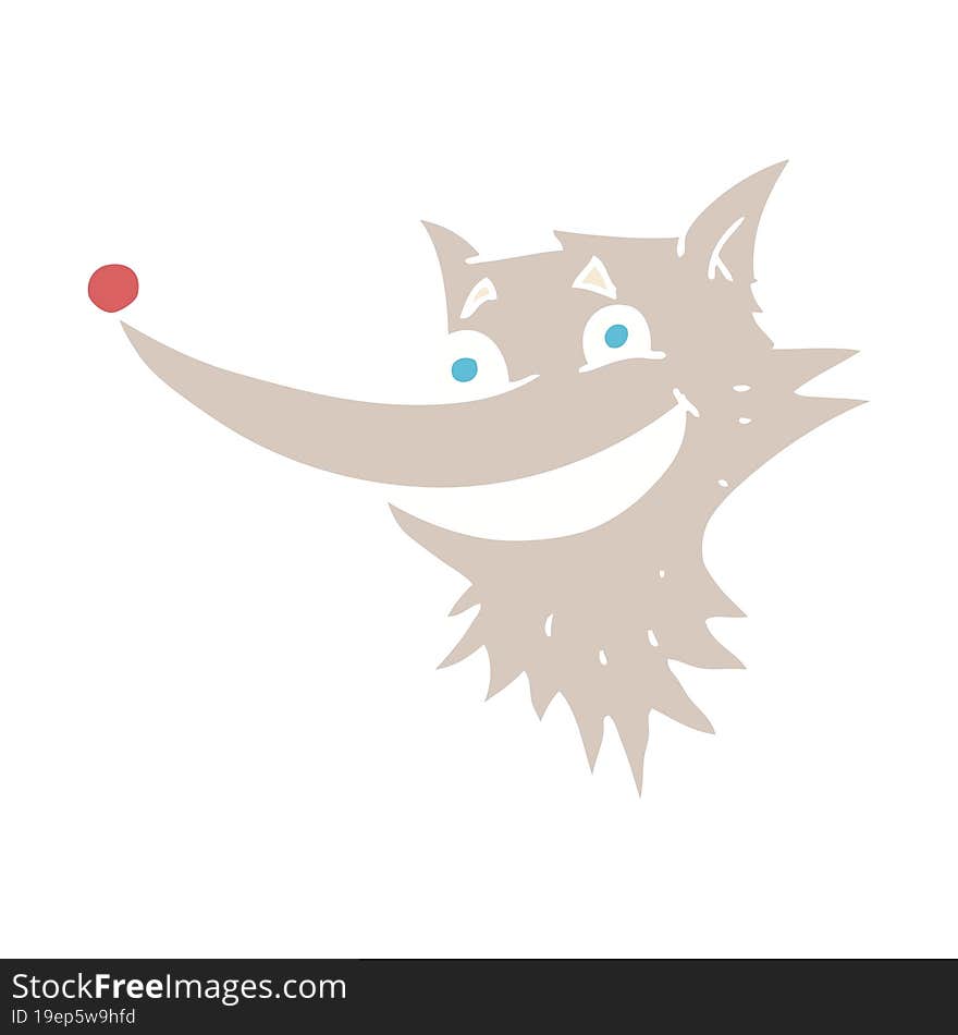 flat color illustration of grinning wolf face. flat color illustration of grinning wolf face