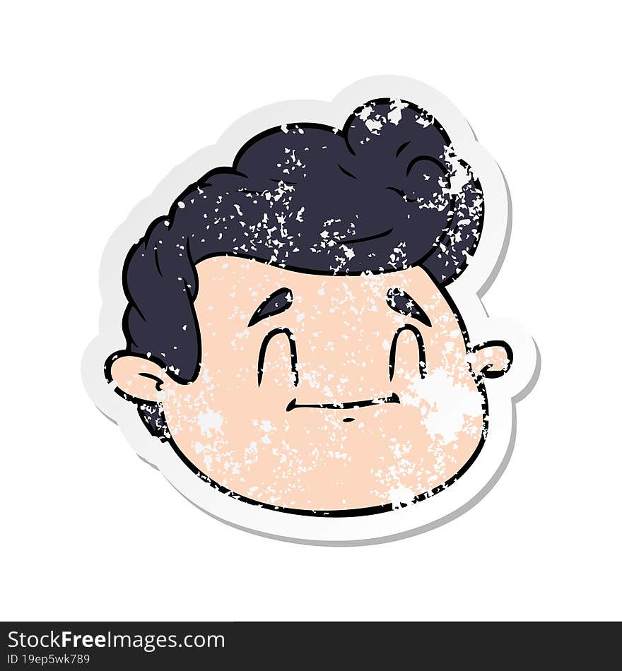 Distressed Sticker Of A Cartoon Male Face