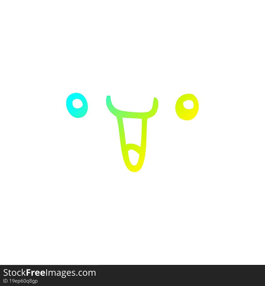 cold gradient line drawing cute happy cartoon face