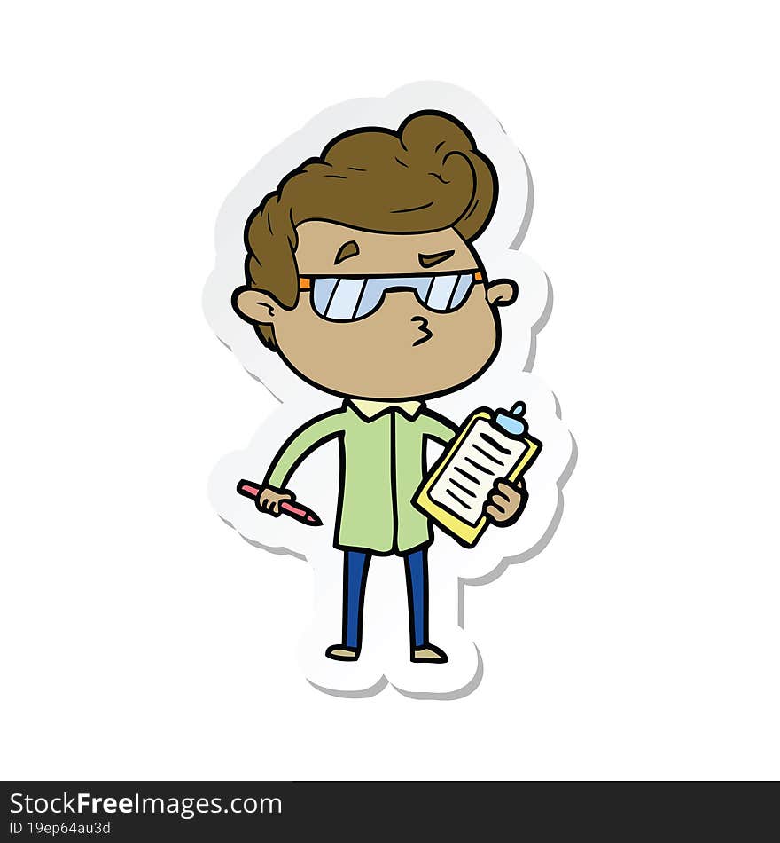 sticker of a cartoon cool guy