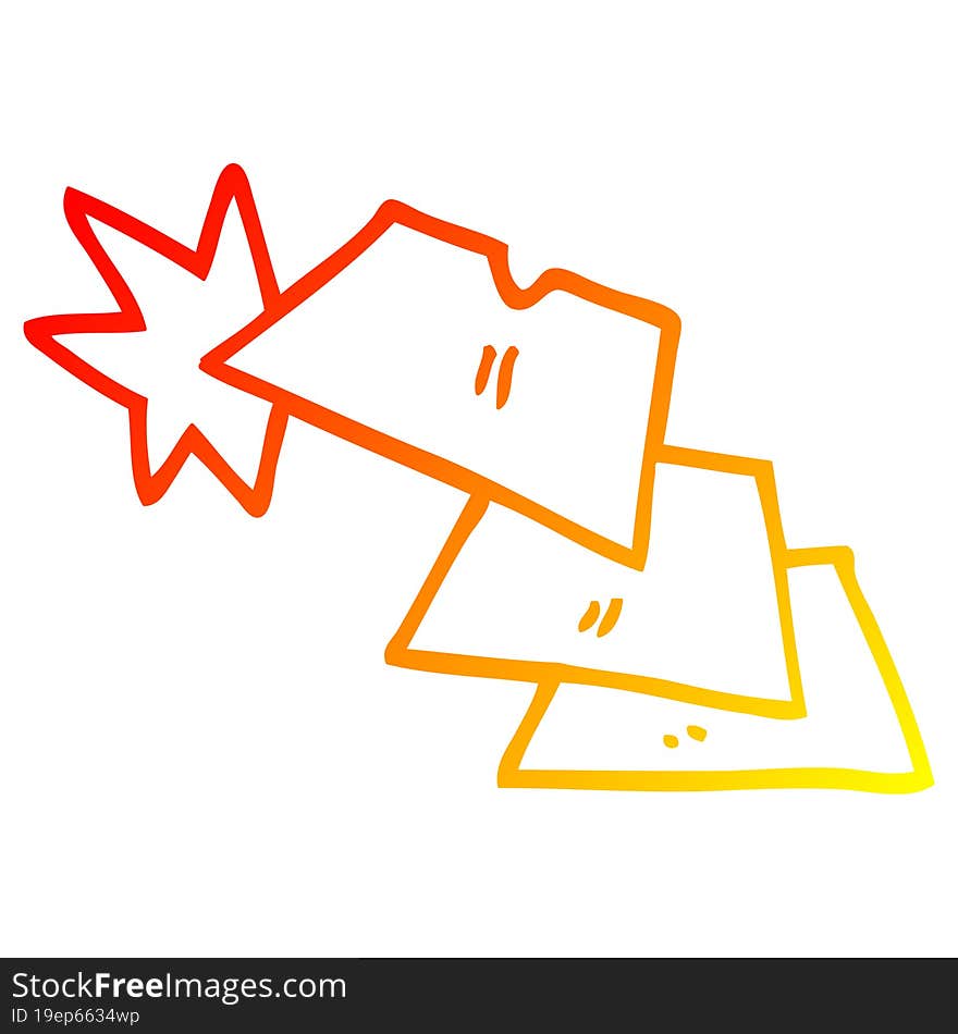 warm gradient line drawing of a cartoon shiny razorblades