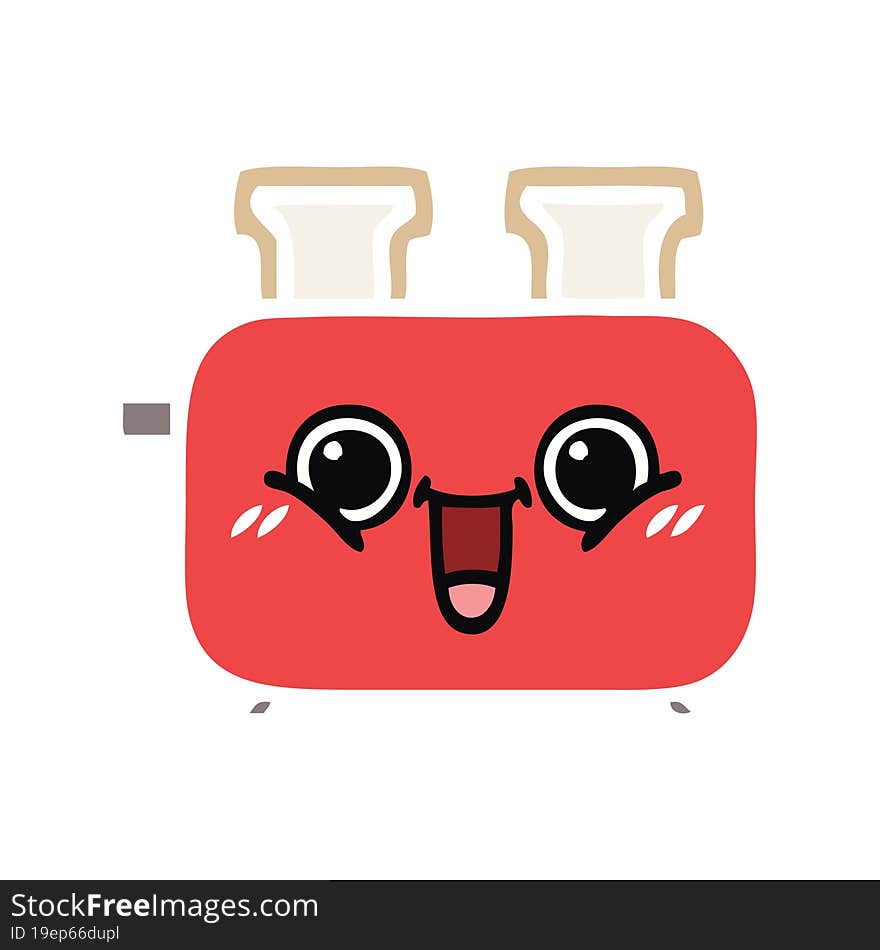 Flat Color Retro Cartoon Of A Toaster