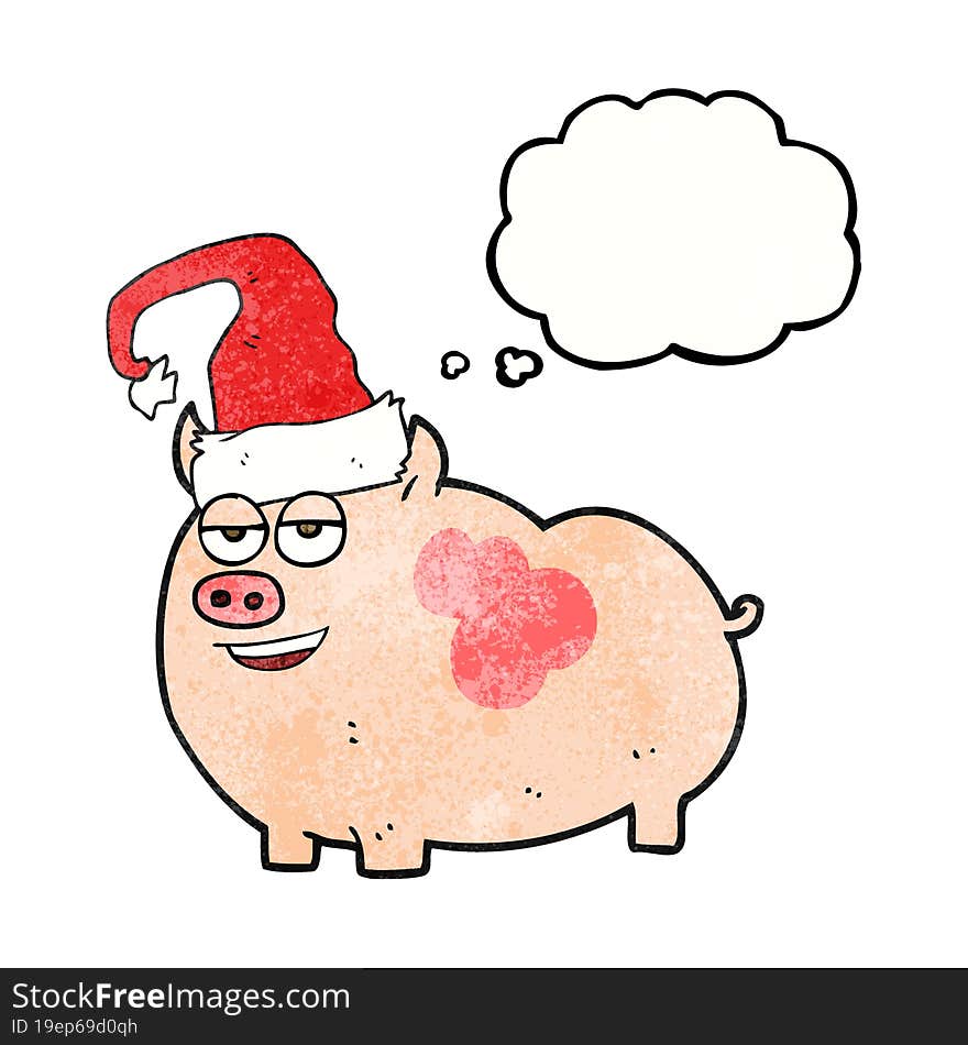 thought bubble textured cartoon christmas pig