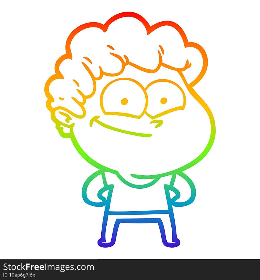 rainbow gradient line drawing cartoon happy man