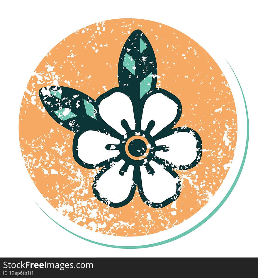 iconic distressed sticker tattoo style image of a flower. iconic distressed sticker tattoo style image of a flower