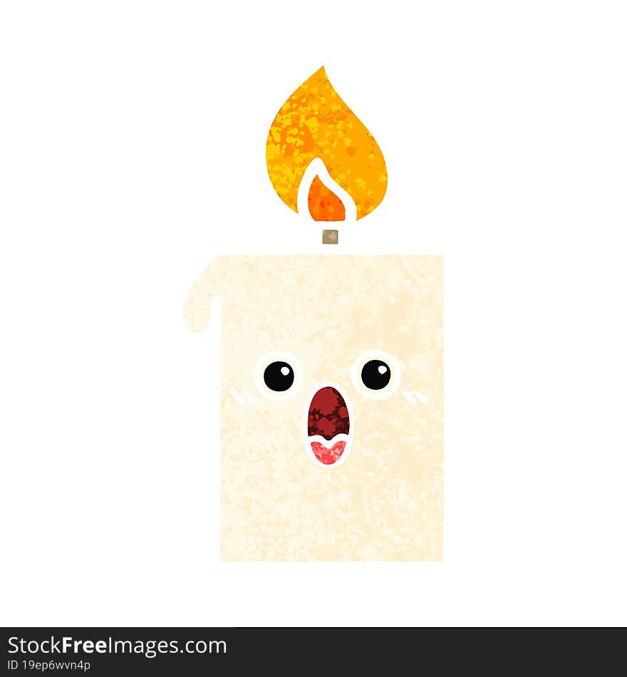 Retro Illustration Style Cartoon Lit Candle