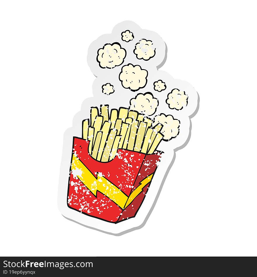 Retro Distressed Sticker Of A Cartoon French Fries