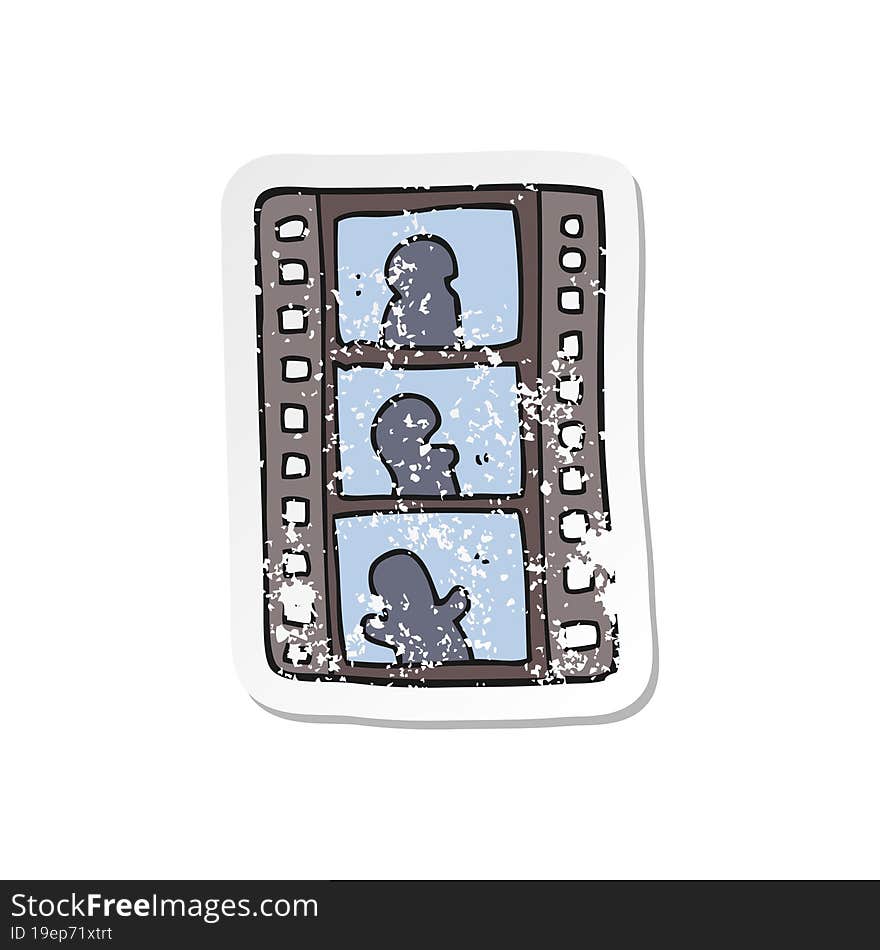 retro distressed sticker of a cartoon film strip