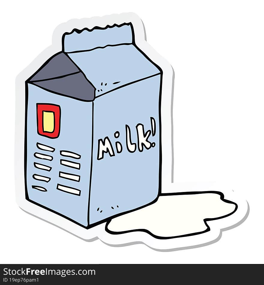 sticker of a cartoon milk carton