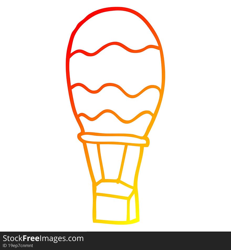 Warm Gradient Line Drawing Cartoon Hot Air Balloon