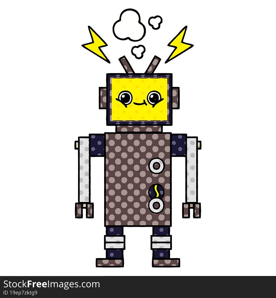 comic book style cartoon of a robot