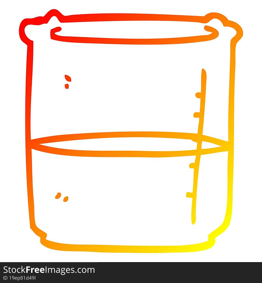 Warm Gradient Line Drawing Cartoon Beaker Of Blood