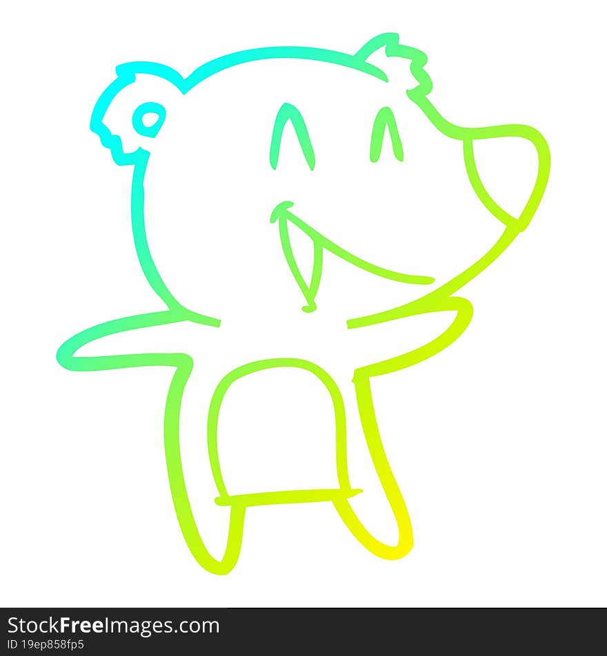 cold gradient line drawing laughing bear cartoon