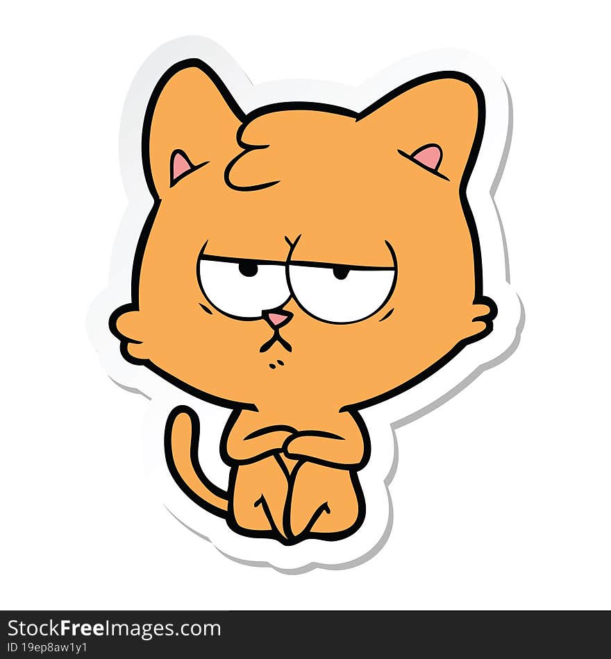 Sticker Of A Bored Cartoon Cat